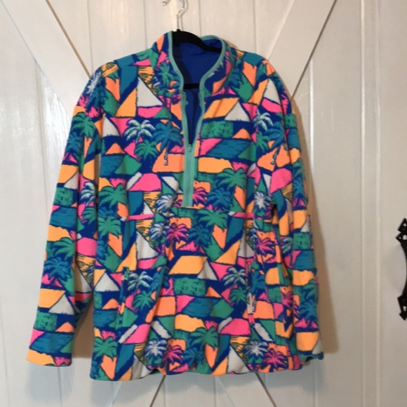 Chubbies Reversible 1/4 Zip Snap Fleece Nylon Pullover - Picture 8 of 13